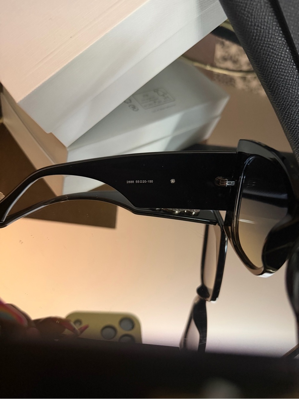 Celine Black Sunglasses with Crystal Double-C Logo Accent - Picture 8 of 8